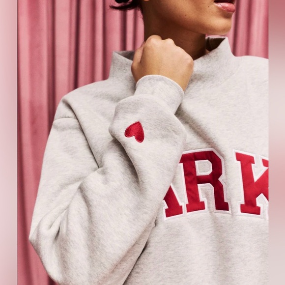 Parke Tops - Parke Valentine's Varsity Mock neck - Classic Grey + Crimson